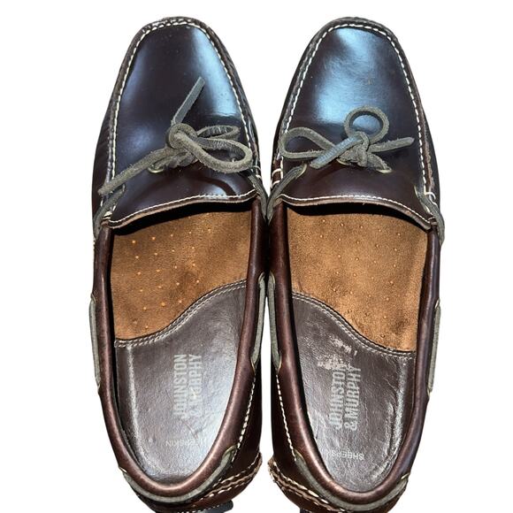 Johnston & Murphy Men\'s sz 8.5M Hardiman Tie Driving Moccasins Chestnut Brown main image 9